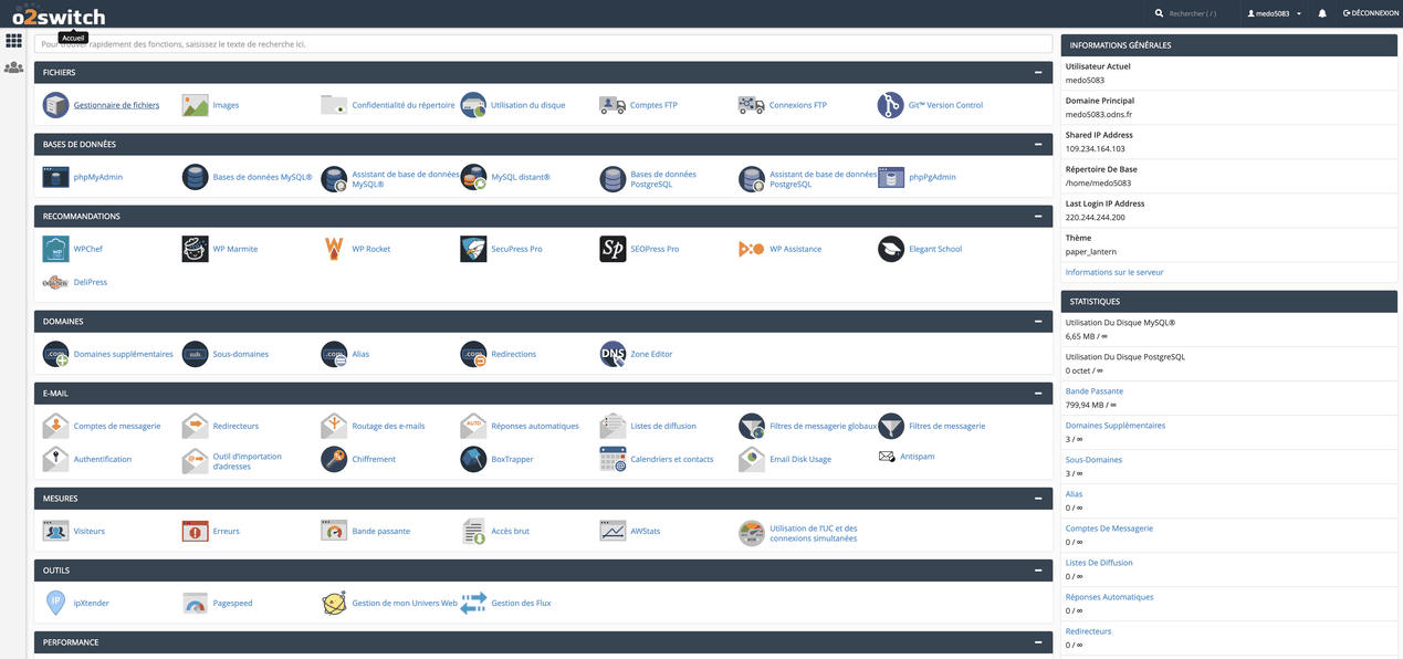 cpanel o2switch