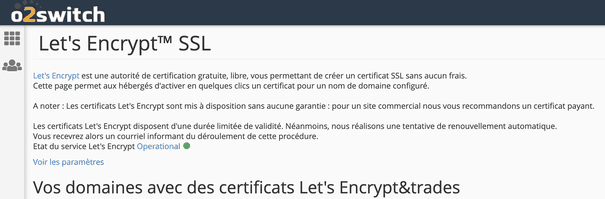 lets encrypt ssl o2switch
