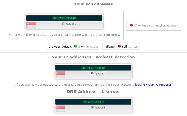 Test de fuites d'IP, DNS, WebRTC PureVPN