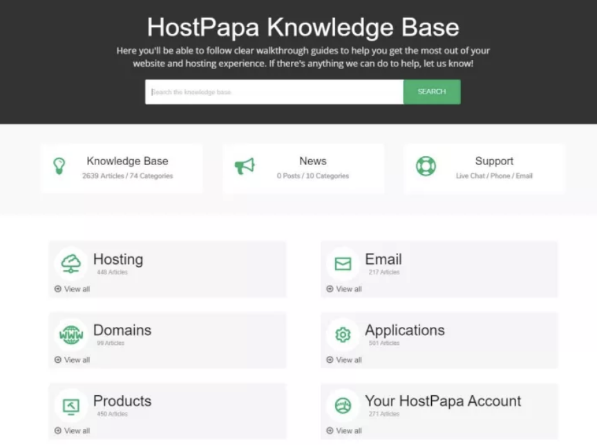 hostpapa knowledge base