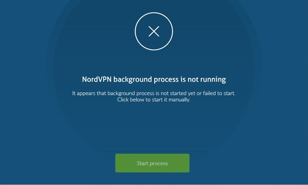 nordvpn background process error