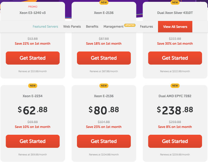 plans hebergement dedie namecheap