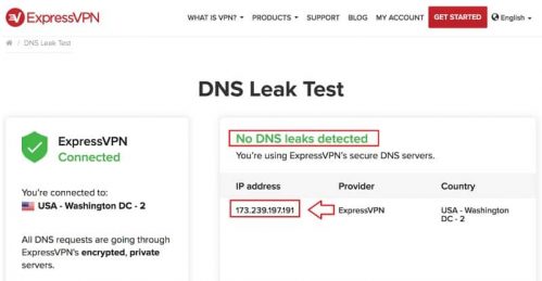Fonction de protection contre les fuites DNS par ExpressVPN